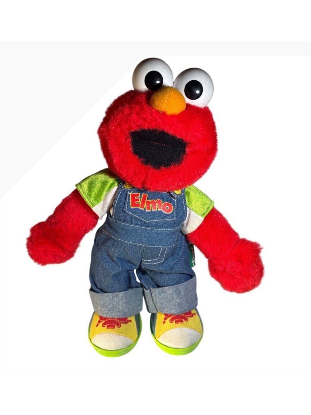 Sesame Street Elmo let’s Pretend Plush Toy 1999 Denim Overalls Sneakers READ